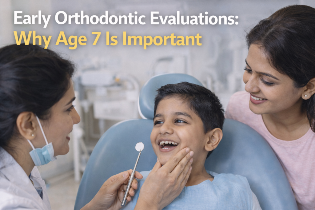 Find a 7-year-old child during an early orthodontic check-up with Dr. Swapanil Rachha at Soulful Dental Care, Kothrud, Pune.