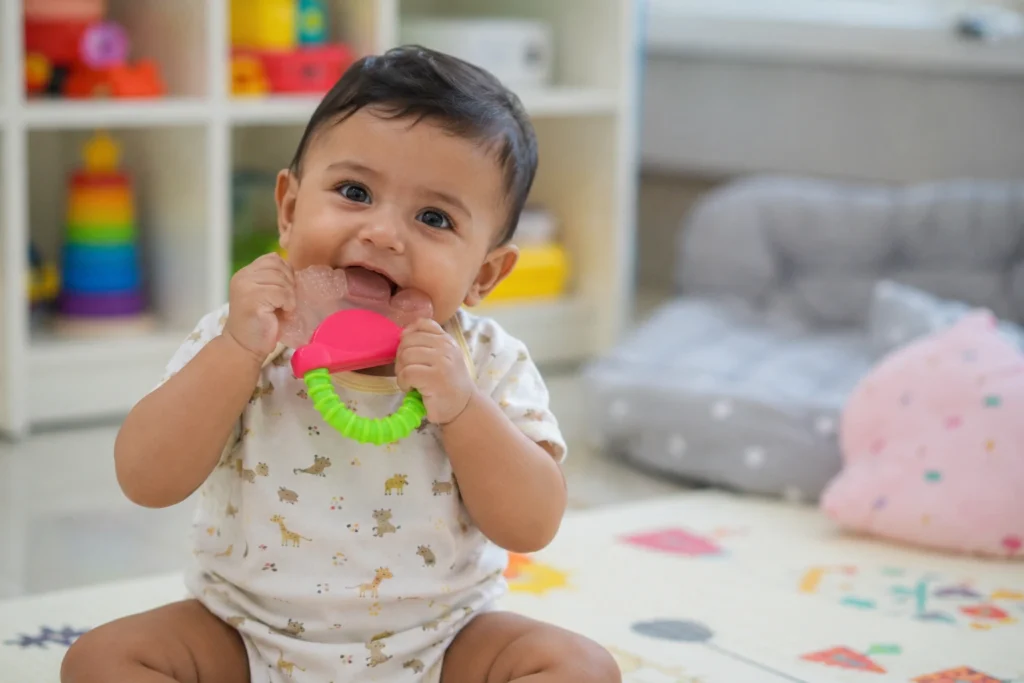 Baby showing teething symptoms during check-up with Dr. Swapnil Rachha at Soulful Dental Care Pune