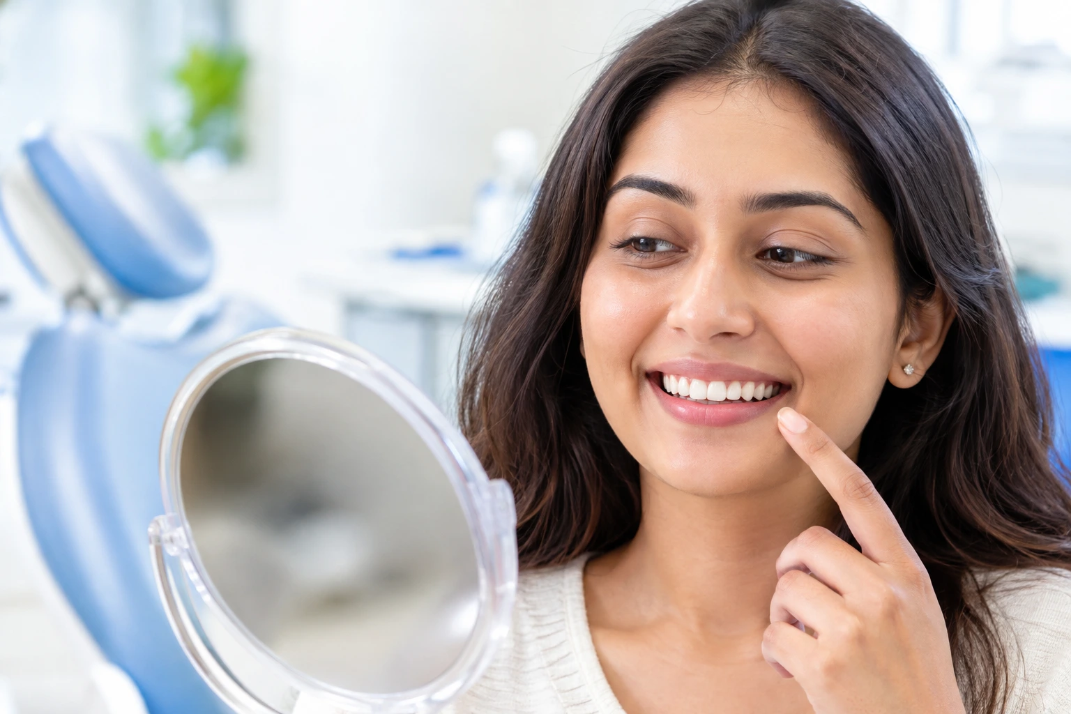 Dentist applying tooth-coloured composite resin during a dental bonding procedure.